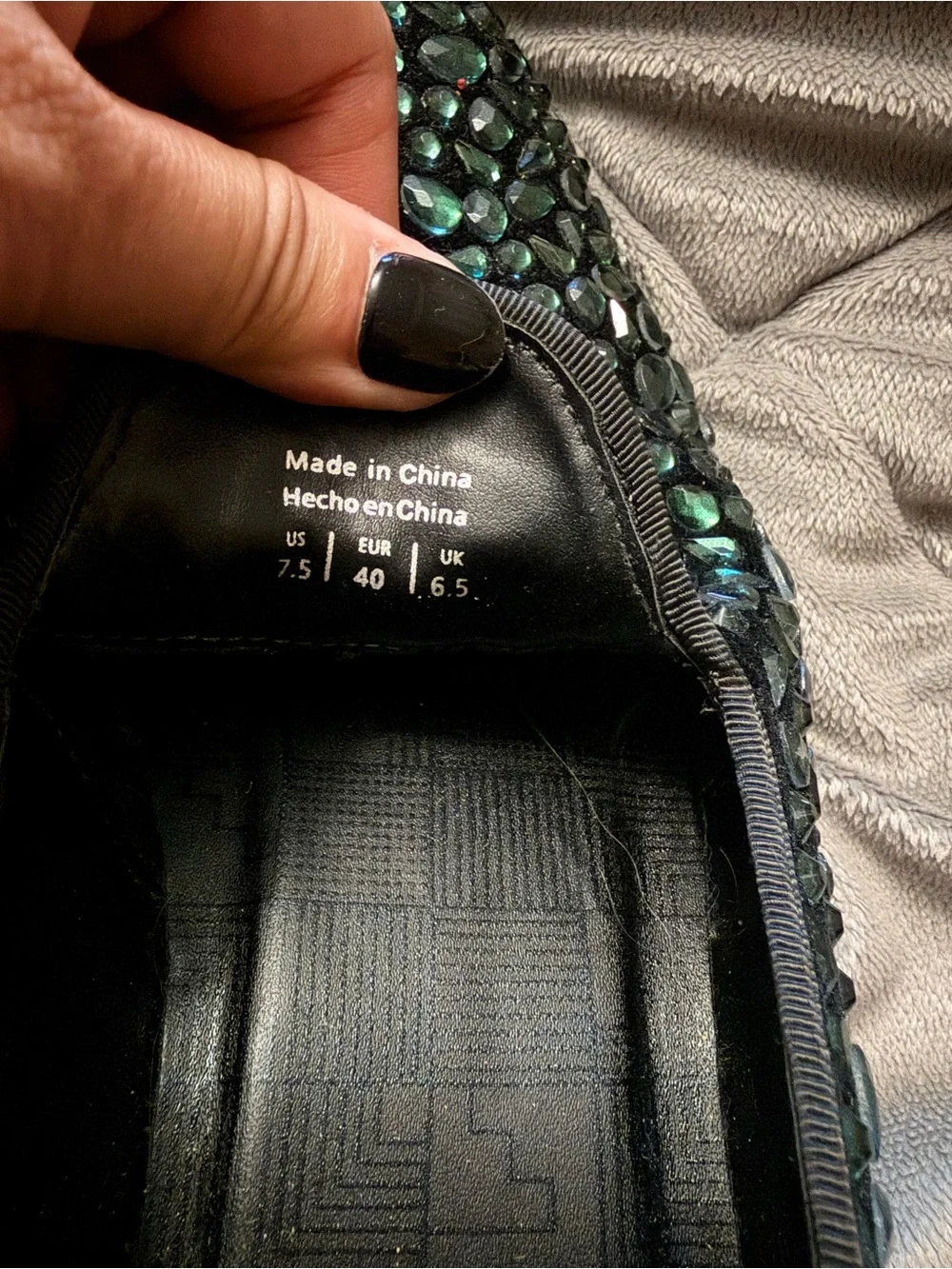 Aldo x WICKED Men's Black Loafers with Green Crystal Embellishments